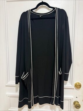 Talbots Black Cardigan with White Trim